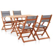 Homer Wooden 5 Piece Outdoor Dining Set In Natural And Grey