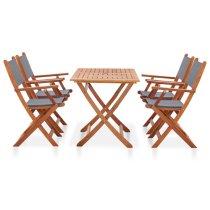 Homer Wooden 5 Piece Outdoor Dining Set In Natural And Grey