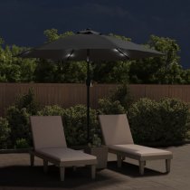 Gloria Parasol With LED Lights And Steel Pole In Anthracite