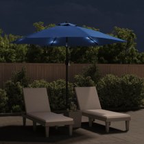 Gloria Parasol With LED Lights And Steel Pole In Azure