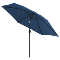 Gloria Parasol With LED Lights And Steel Pole In Azure