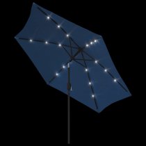 Gloria Parasol With LED Lights And Steel Pole In Azure