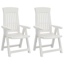 Elias White Polypropylene Garden Reclining Chairs In Pair