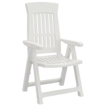 Elias White Polypropylene Garden Reclining Chairs In Pair