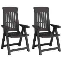 Elias Anthracite Polypropylene Garden Reclining Chairs In Pair