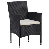 Ailis 3 Piece Garden Bistro Set Large In Black Poly Rattan