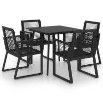 Santiago Small PVC Rattan 5 Piece Outdoor Dining Set In Black