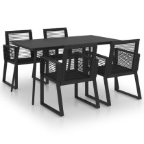 Santiago Medium PVC Rattan 5 Piece Outdoor Dining Set In Black