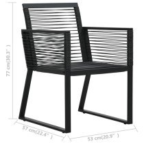 Santiago Medium PVC Rattan 5 Piece Outdoor Dining Set In Black