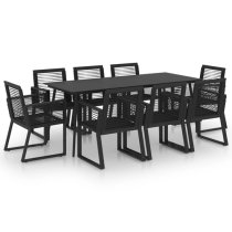 Santiago Large PVC Rattan 9 Piece Outdoor Dining Set In Black