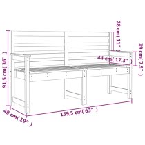 Dove Solid Wood Pine Garden Seating Bench Large In Black