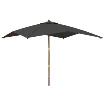 Belle Fabric Garden Parasol In Anthracite With Wooden Pole