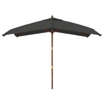 Belle Fabric Garden Parasol In Anthracite With Wooden Pole