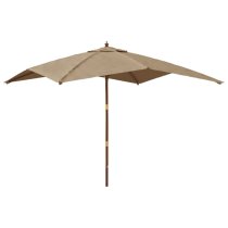 Belle Fabric Garden Parasol In Taupe With Wooden Pole