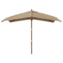 Belle Fabric Garden Parasol In Taupe With Wooden Pole