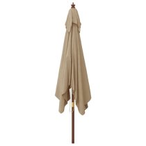 Belle Fabric Garden Parasol In Taupe With Wooden Pole