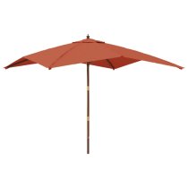 Belle Fabric Garden Parasol In Terracotta With Wooden Pole