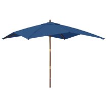 Belle Fabric Garden Parasol In Azure Blue With Wooden Pole