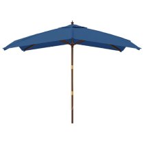 Belle Fabric Garden Parasol In Azure Blue With Wooden Pole