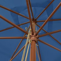 Belle Fabric Garden Parasol In Azure Blue With Wooden Pole