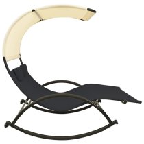 Faris Textilene Double Sun Lounger With Canopy In Black Cream