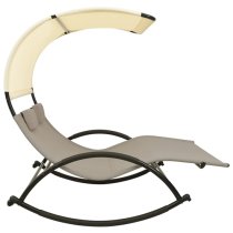 Faris Textilene Double Sun Lounger With Canopy In Taupe Cream