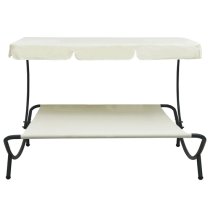 Grace Outdoor Lounge Bed With Canopy In Cream White