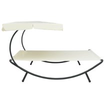 Grace Outdoor Lounge Bed With Canopy In Cream White