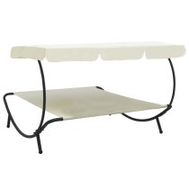 Grace Outdoor Lounge Bed With Canopy In Cream White