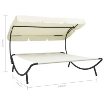 Grace Outdoor Lounge Bed With Canopy In Cream White