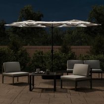 Aelia Fabric Double-Head Parasol In White With LED Lights