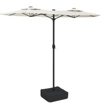 Aelia Fabric Double-Head Parasol In White With LED Lights