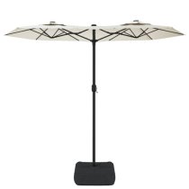 Aelia Fabric Double-Head Parasol In White With LED Lights