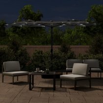 Aelia Fabric Double-Head Parasol In Anthracite With LED Lights