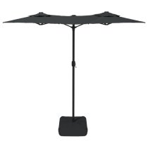 Aelia Fabric Double-Head Parasol In Anthracite With LED Lights