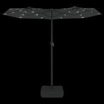 Aelia Fabric Double-Head Parasol In Anthracite With LED Lights