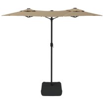 Aelia Fabric Double-Head Parasol In Taupe With LED Lights