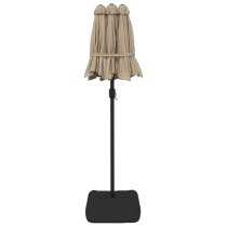 Aelia Fabric Double-Head Parasol In Taupe With LED Lights