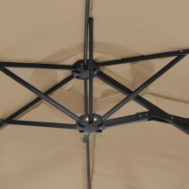 Aelia Fabric Double-Head Parasol In Taupe With LED Lights