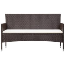 Emery Poly Rattan 3 Seater Garden Sofa With Cushions In Brown