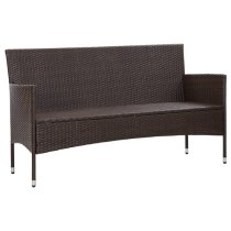 Emery Poly Rattan 3 Seater Garden Sofa With Cushions In Brown