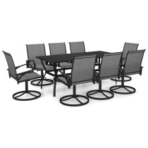 Clayton Large Steel 9 Piece Garden Dining Set In Anthracite