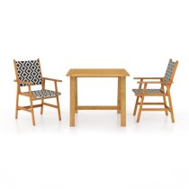 Corbin Small Acacia Wood 3 Piece Garden Dining Set In Natural