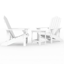 Clover White HDPE Garden Seating Chairs With Table In Pair