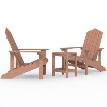 Clover Brown HDPE Garden Seating Chairs With Table In Pair