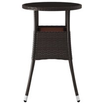 Exa Glass Top Garden Bistro Table Round In Brown Poly Rattan