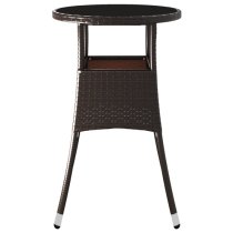 Exa Glass Top Garden Bistro Table Round In Brown Poly Rattan