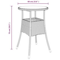 Exa Glass Top Garden Bistro Table Round In Brown Poly Rattan