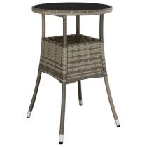 Exa Glass Top Garden Bistro Table Round In Grey Poly Rattan