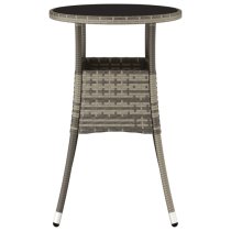 Exa Glass Top Garden Bistro Table Round In Grey Poly Rattan